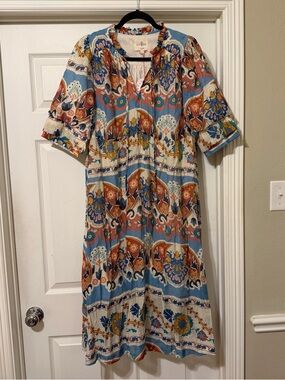 NWT Umgee lightweight Front Tie Midi Dress Sz Large lined
